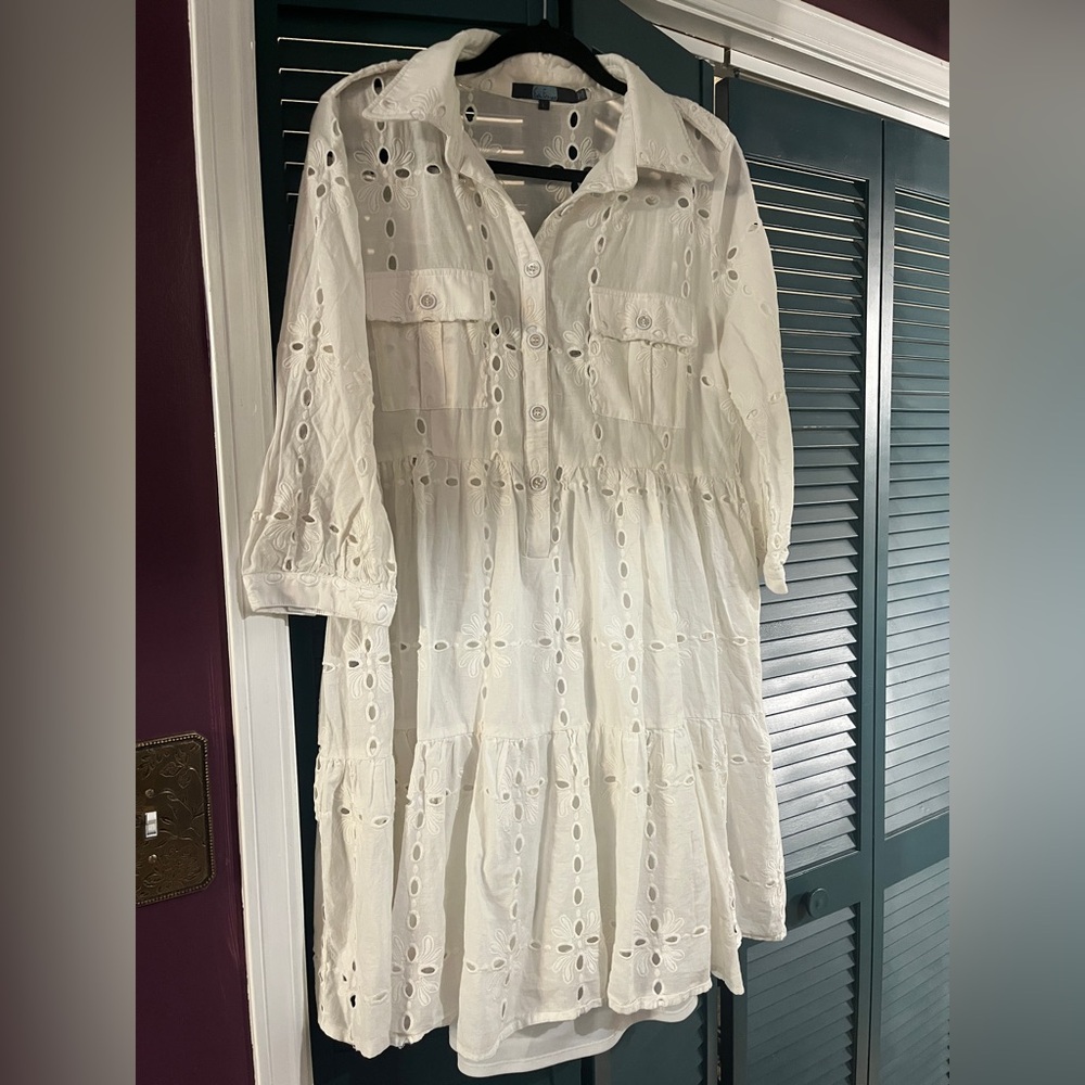 Anthropologie White Eyelet Dress